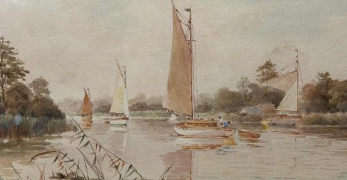 NORFOLK WATERCOLOURS SALHOUSE AND ROCKLAND BROAD BY LESLIE RACKHAM 18641944 - ADDITIONAL PHOTO 5