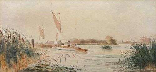 NORFOLK WATERCOLOURS SALHOUSE AND ROCKLAND BROAD BY LESLIE RACKHAM 18641944 - ADDITIONAL PHOTO 9