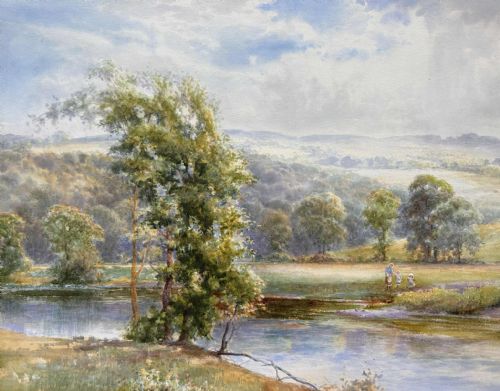 LANDSCAPE WATERCOLOUR BEN RHYDDING YORKSHIRE 1900 BY WILLIAM JOSEPH BOYES - ADDITIONAL PHOTO 4