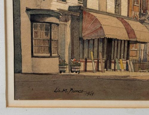 VINTAGE WATERCOLOUR DEDHAM HIGH STREET SUFFOLK BY LOUIE STANLEY MAURICE PRINCE - ADDITIONAL PHOTO 2