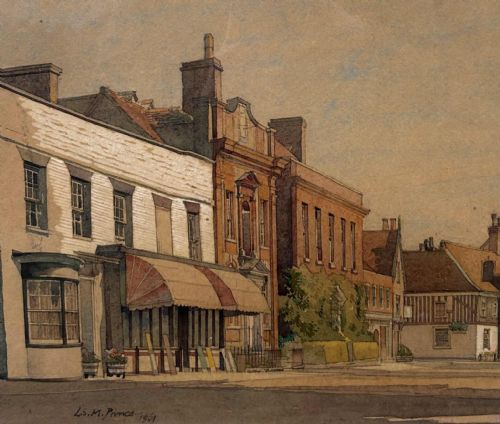 VINTAGE WATERCOLOUR DEDHAM HIGH STREET SUFFOLK BY LOUIE STANLEY MAURICE PRINCE - ADDITIONAL PHOTO 3