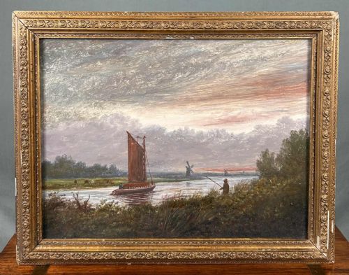 Vintage Oil Painting Norfolk Broads