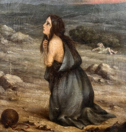 fig 2. 19th Century Figurative Oil Painting Mary Magdalene