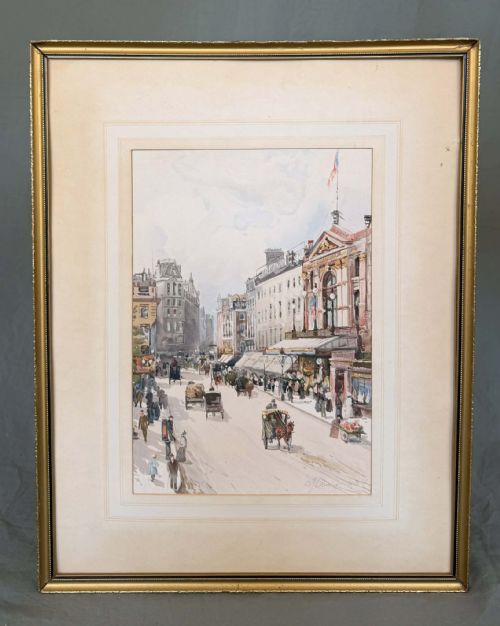 EDWARDIAN WATERCOLOUR LEICESTER SQUARE LONDON BY CHARLES JAMES LAUDER 18411920 - ADDITIONAL PHOTO 1