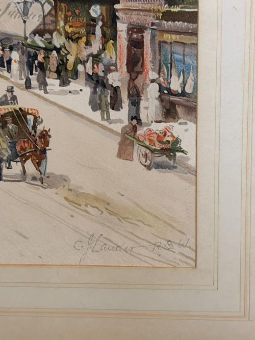 EDWARDIAN WATERCOLOUR LEICESTER SQUARE LONDON BY CHARLES JAMES LAUDER 18411920 - ADDITIONAL PHOTO 2