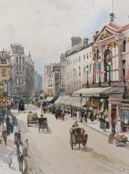 EDWARDIAN WATERCOLOUR LEICESTER SQUARE LONDON BY CHARLES JAMES LAUDER 18411920 - ADDITIONAL PHOTO 4