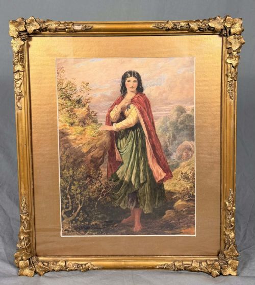 WATERCOLOUR PORTRAIT YOUNG GYPSY GIRL BY HENRY E HOBSON 18201881 - ADDITIONAL PHOTO 1