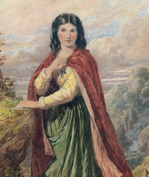 WATERCOLOUR PORTRAIT YOUNG GYPSY GIRL BY HENRY E HOBSON 18201881 - ADDITIONAL PHOTO 2