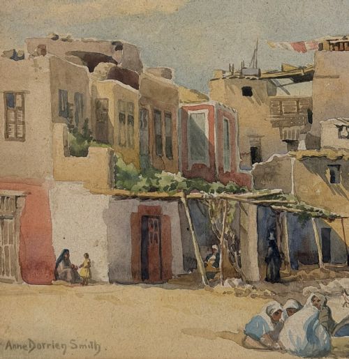 VINTAGE EGYPT WATERCOLOUR VILLAGE ON THE NILE BY ANNE DORRIEN SMITH - ADDITIONAL PHOTO 4