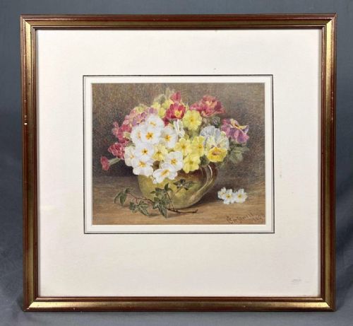 VICTORIAN WATERCOLOUR FLORAL STILL LIFE 1898 BY HENRIETTA CRESWELL - ADDITIONAL PHOTO 2