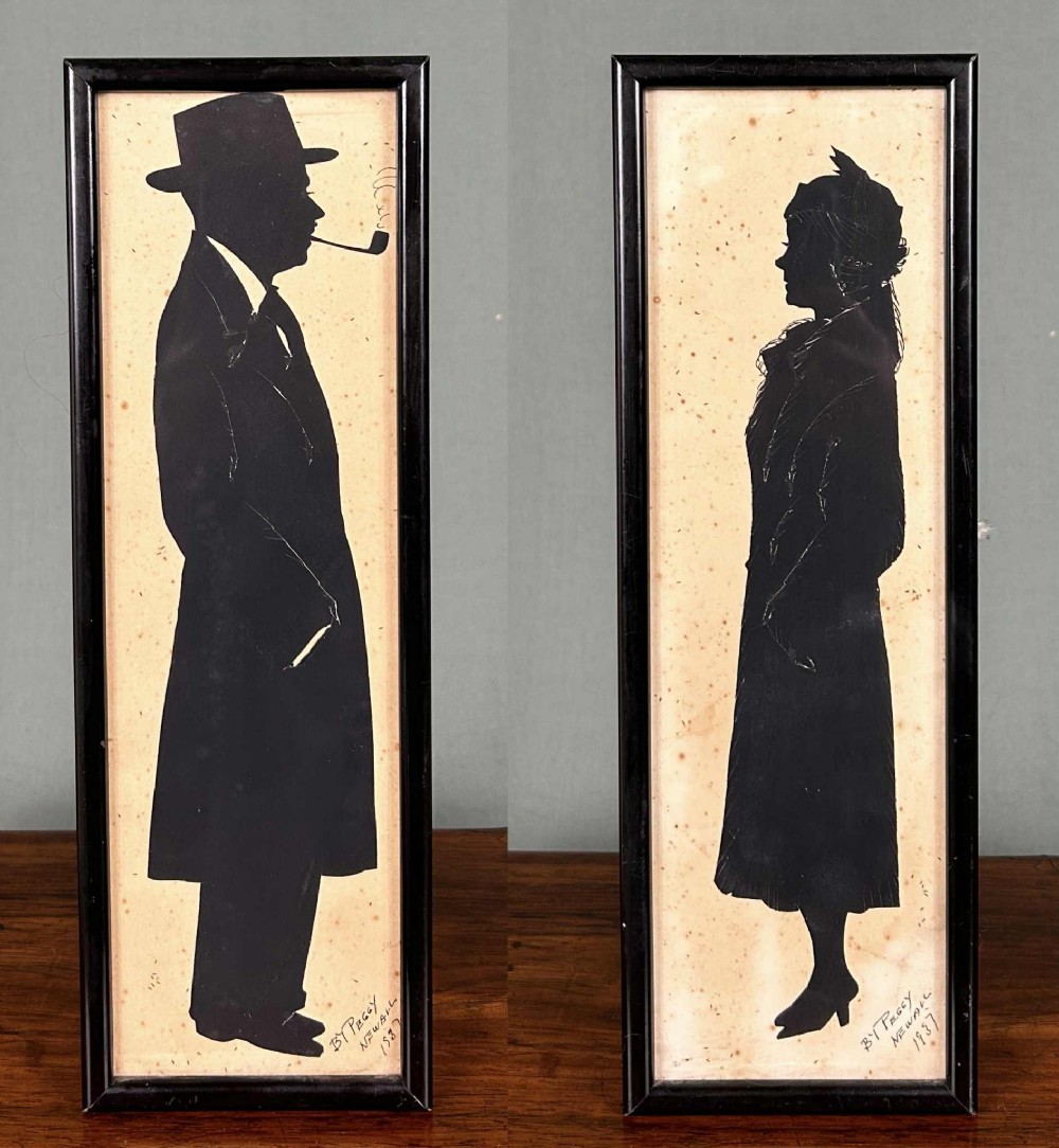Pair of Vintage1930s Figurative Silhouettes by Peggy Newall
