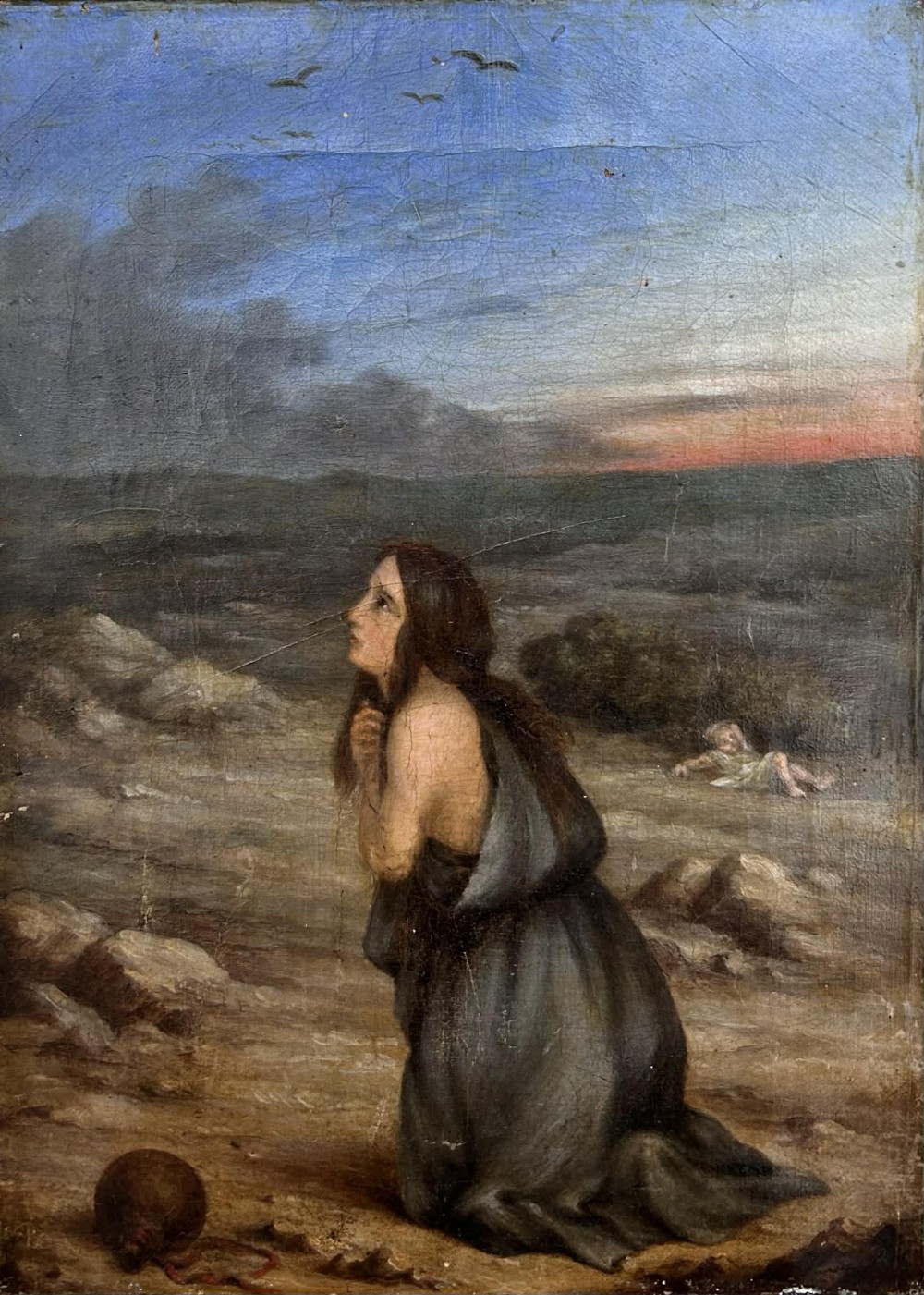 19th Century Figurative Oil Painting Mary Magdalene