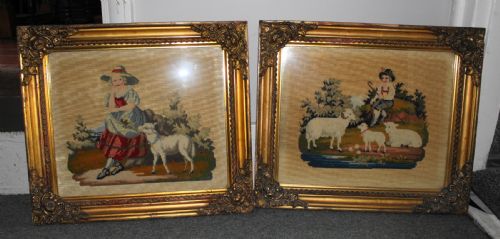 Pair of Fine Victorian Needlework Pictures