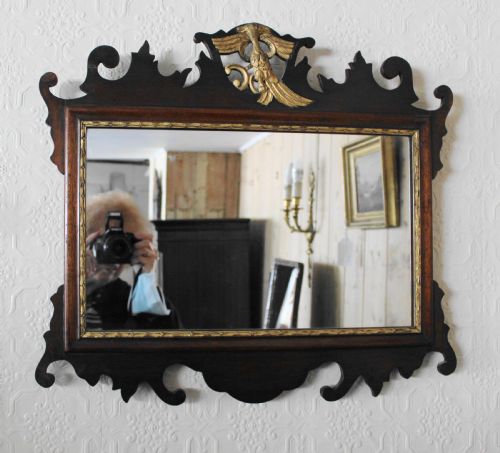 Edwardian Mahogany Fret Carved Wall Mirror