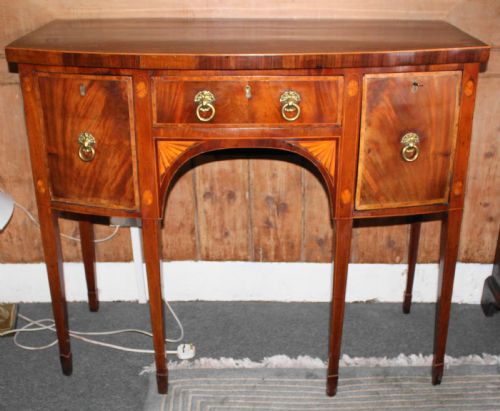 George III Small, Figured Mahogany & Inlaid Bow Fronted Sideboard