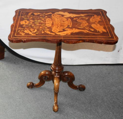 Victorian Walnut and Marquetry Inlaid Occasional Table