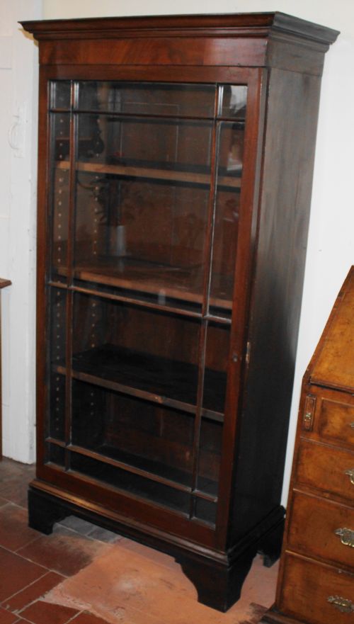 Tall and Narrow Victorian Mahogany Glazed Bookcase