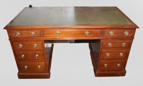 Large Victorian Mahogany Pedestal Desk
