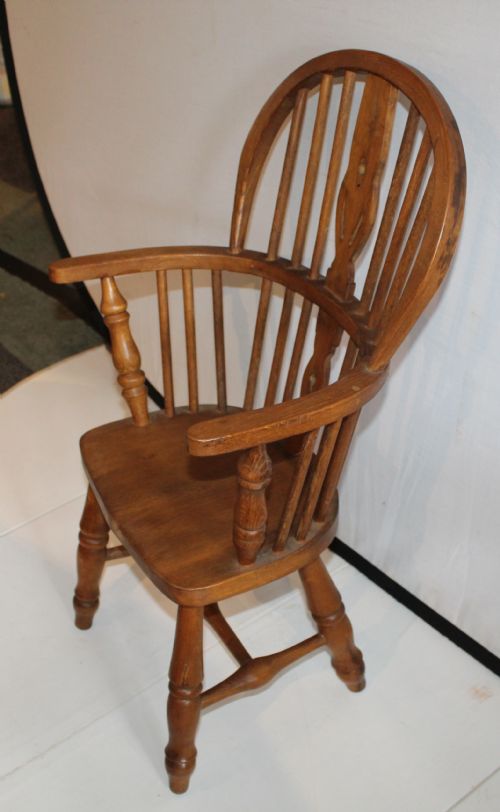 CHILD'S OAK WINDSOR ARMCHAIR - ADDITIONAL PHOTO 2