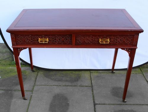 Victorian Mahogany Side/writing Table with Blind Fret Carving