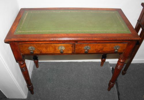 Edwardian Walnut Side/writing Table with Leather Top