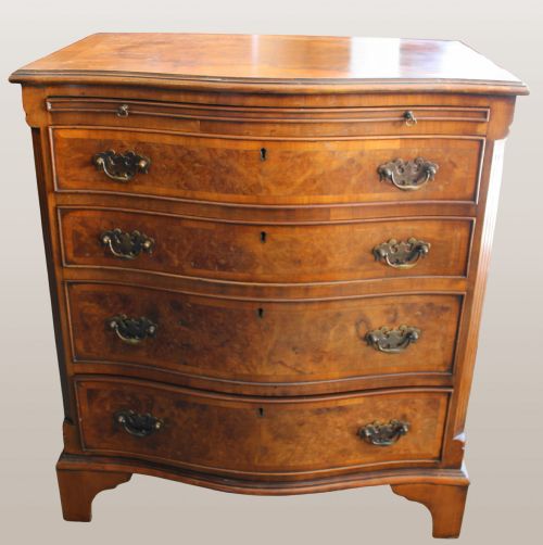 Georgian Design Small Burr Walnut Serpentine Chest of Drawers
