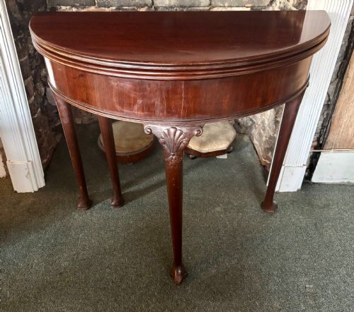 SMALL GEORGE III MAHOGANY DEMI LUNE CARD TABLE - ADDITIONAL PHOTO 11