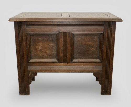 Early 20th Century Small Panelled Oak Coffer
