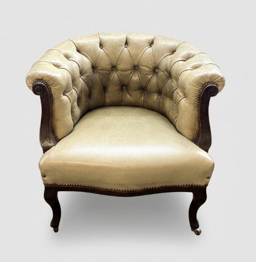 Victorian Leather Upholstered Tub Armchair