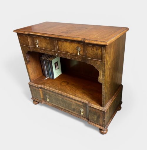 FIGURED WALNUT OPEN BOOKCASE WITH DRAWERS - ADDITIONAL PHOTO 1