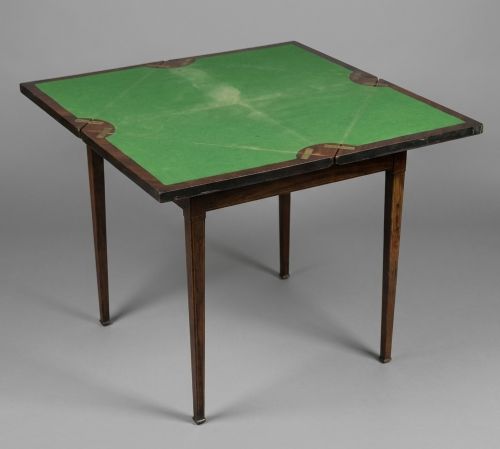 EDWARDIAN ROSEWOOD AND SATINWOOD INLAID ENVELOPE TOP CARD TABLE - ADDITIONAL PHOTO 3