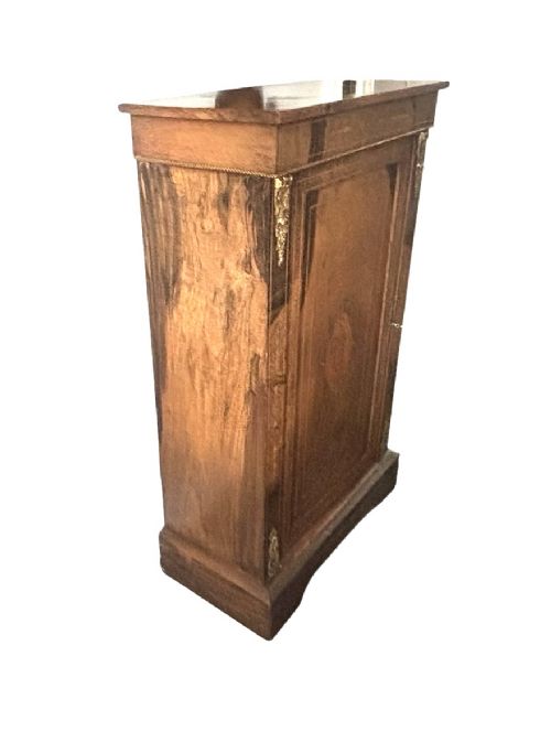 Narrow Victorian walnut and marquetry inlaid side cabinet View IV