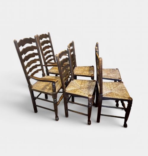 SET OF SIX OAK LADDER BACK CHAIRS - ADDITIONAL PHOTO 2