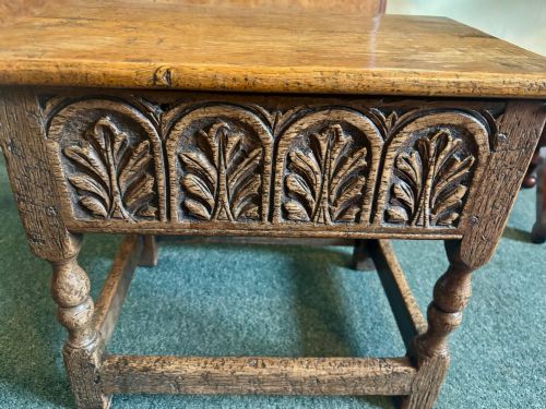 CARVED OAK BOX STOOL - ADDITIONAL PHOTO 4