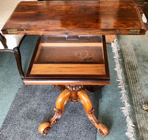 FINE 19TH CENTURY ROSEWOOD CARD TABLE - ADDITIONAL PHOTO 7