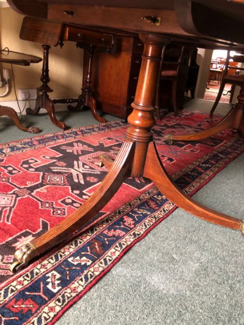 REGENCY DESIGN MAHOGANY TWIN PILLAR DINING TABLE - ADDITIONAL PHOTO 8
