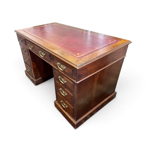 EDWARDIAN OAK PEDESTAL DESK