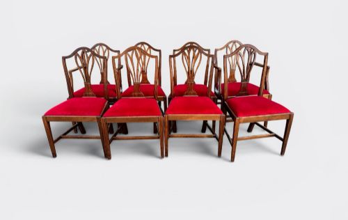 SET OF EIGHT GEORGE III MAHOGANY DINING CHAIRS