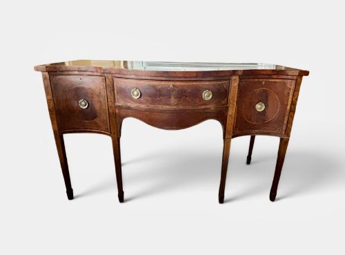 George III Mahogany and Inlaid Serpentine Sideboard