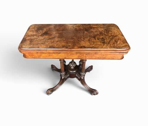 Victorian Figured Walnut Card Table