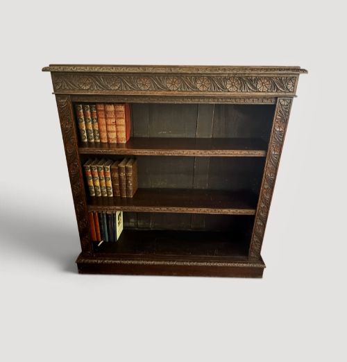 Victorian Carved Oak Open Bookcase