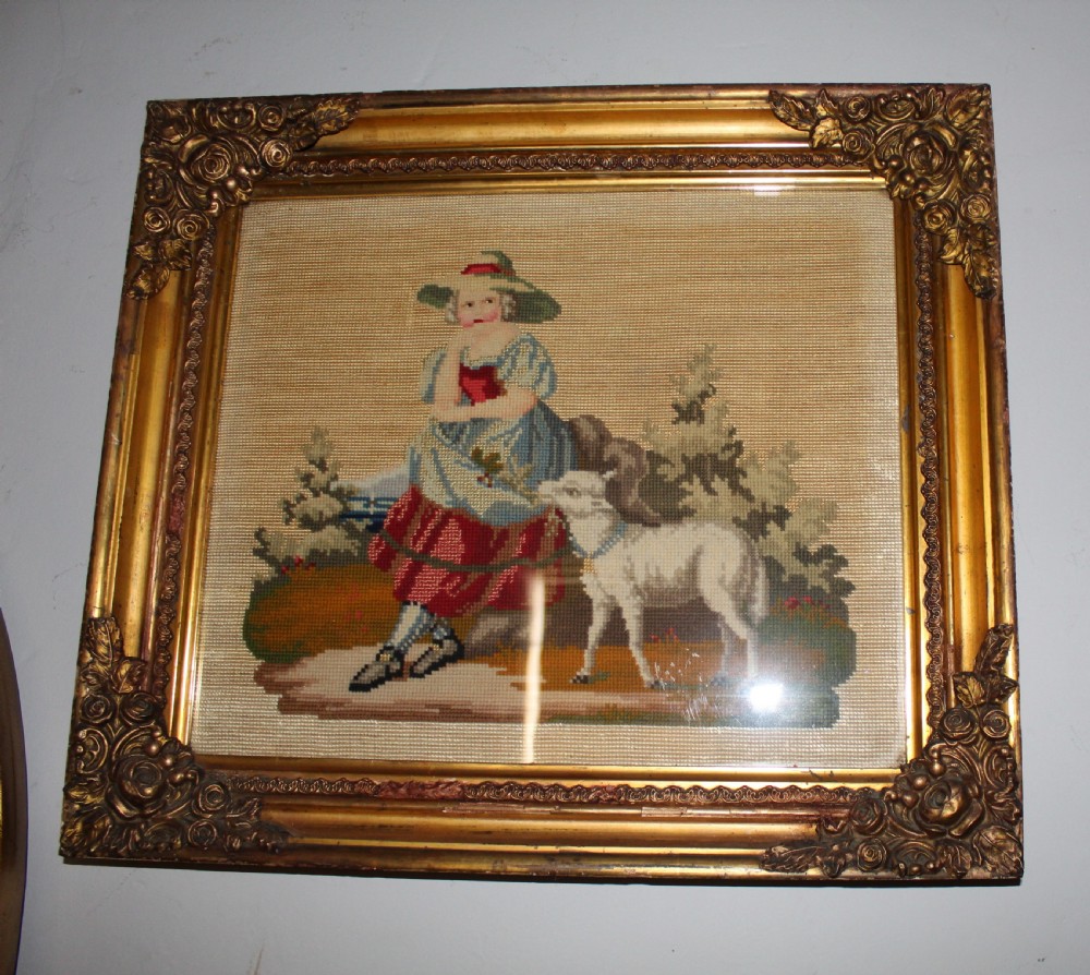 Pair of fine Victorian needlework pictures View II