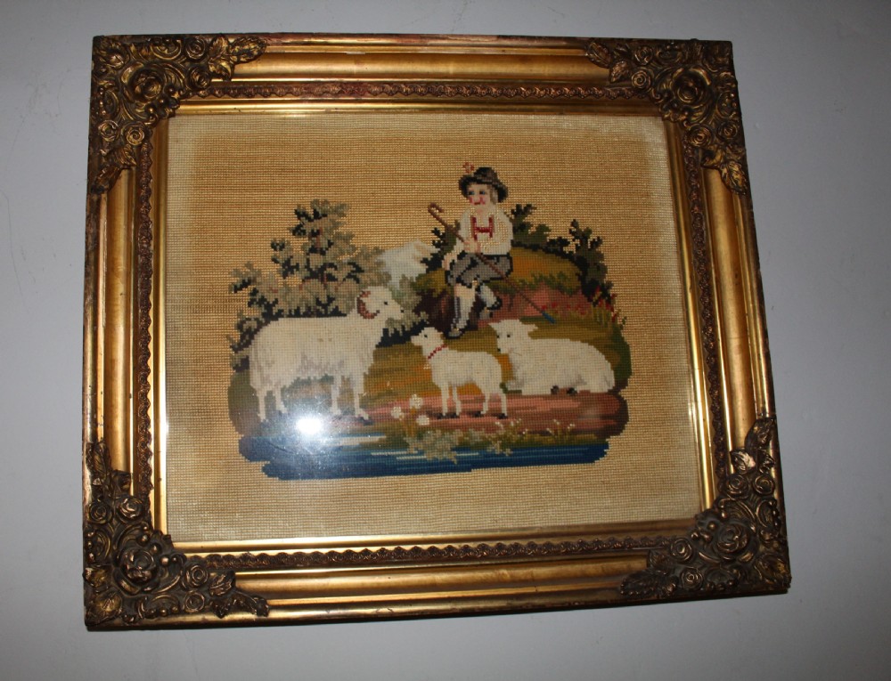 Pair of fine Victorian needlework pictures View III