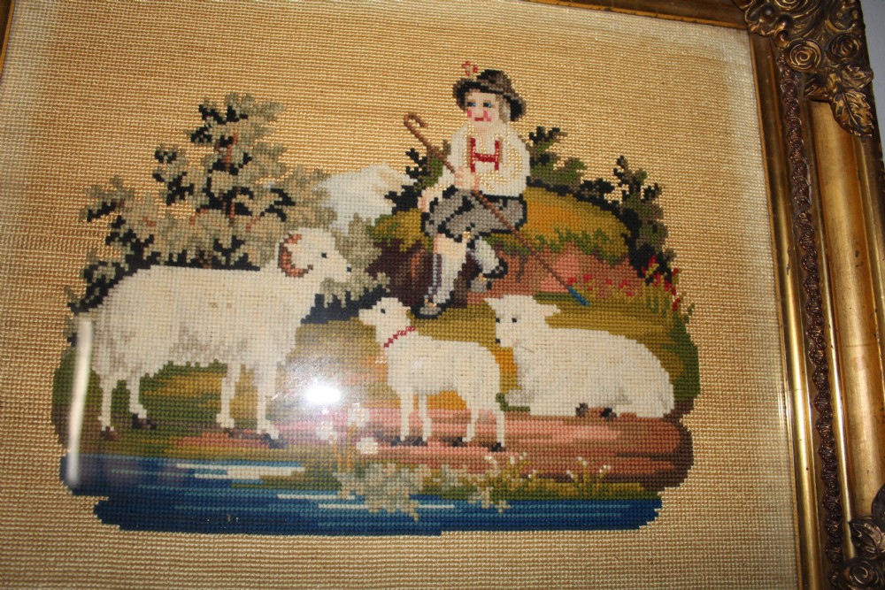 Pair of fine Victorian needlework pictures View V