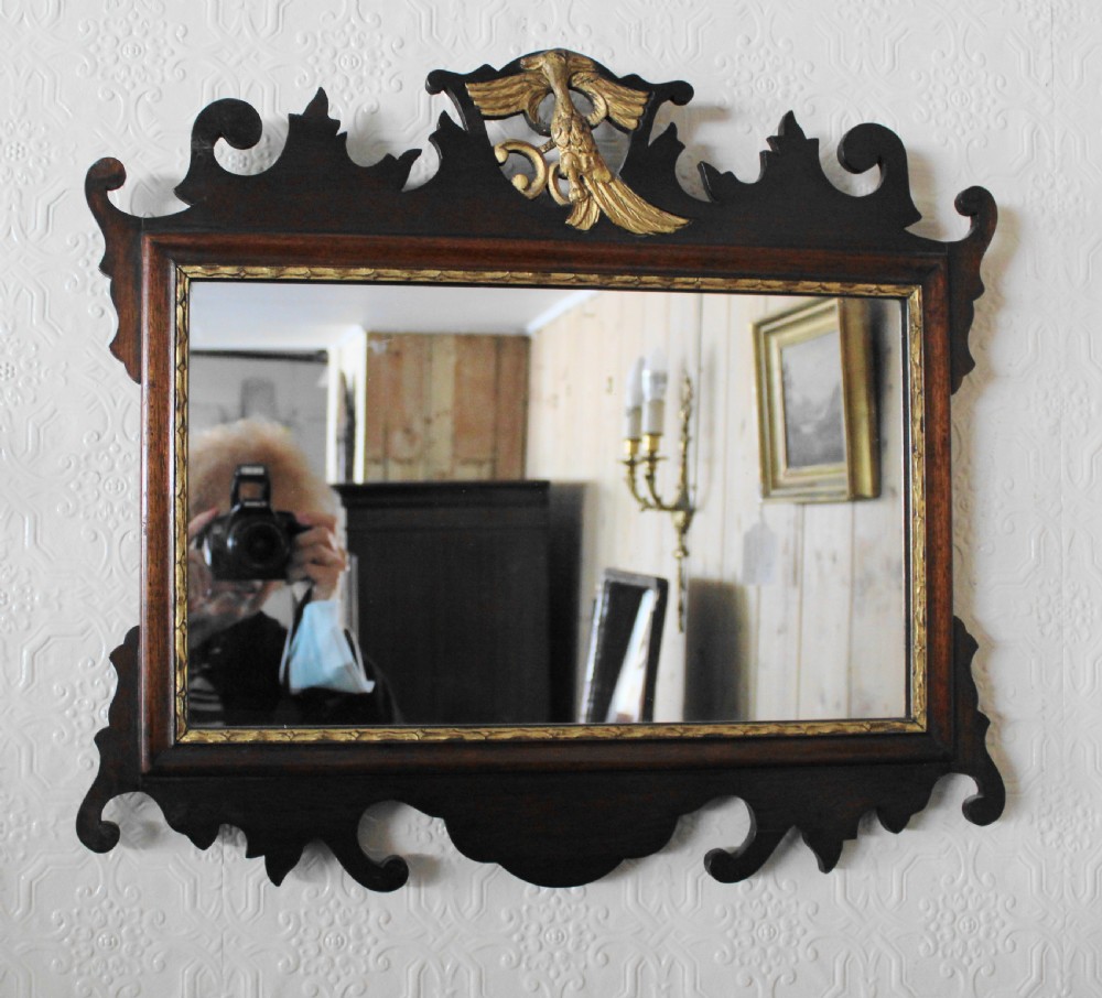 Edwardian mahogany fret carved wall mirror