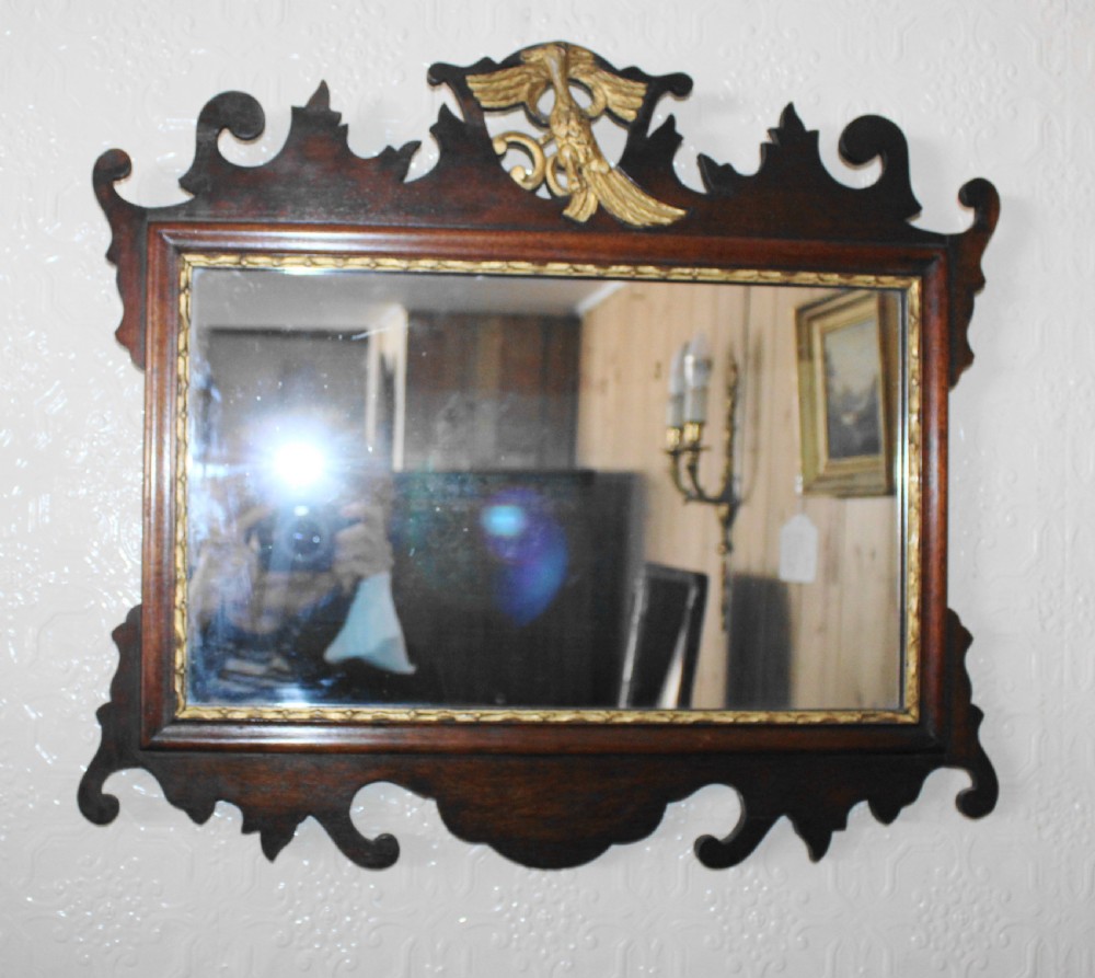 Edwardian mahogany fret carved wall mirror View II