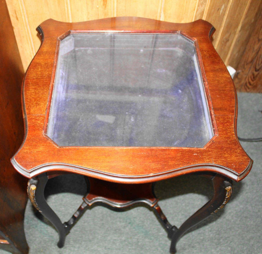 Small early 20th century mahogany display table View II