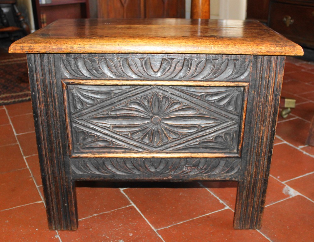 Small late19th century carved oak coffer
