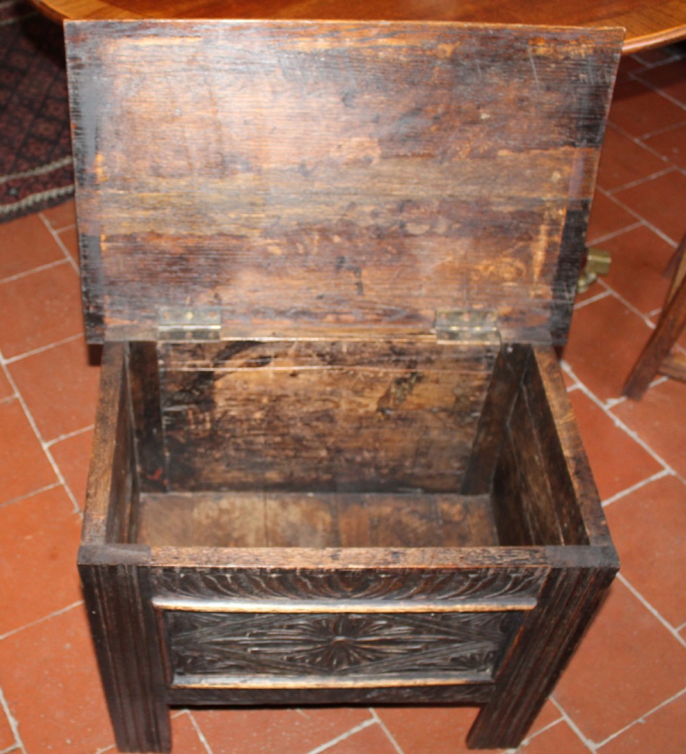 Small late19th century carved oak coffer View IV