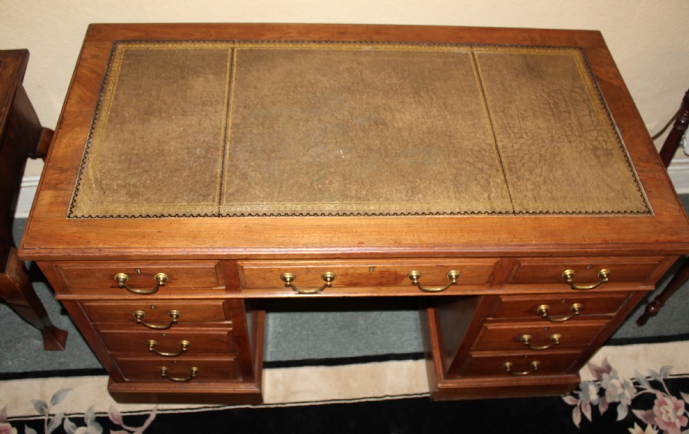 Victorian walnut pedestal desk View II